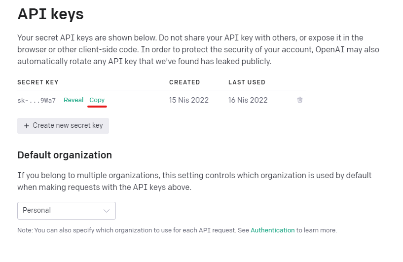 OpenAI - API Keys